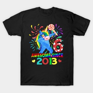 6 Years Old 6th Birthday Unicorn Dabbing Shirt Girl Party T-Shirt